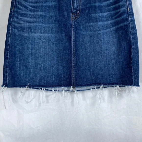 J. Crew Dark Blue Raw Hem Denim Mini Skirt Sz 26 - Picture 3 of 8